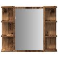vidaXL Skrinka so zrkadlom, staré drevo 80x20,5x64 cm, drevotrieska