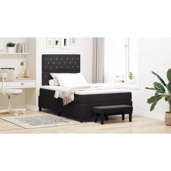 vidaXL Posteľ s pružinovým rámom s vankúšom Čierna 190 x 120 cm Zamat