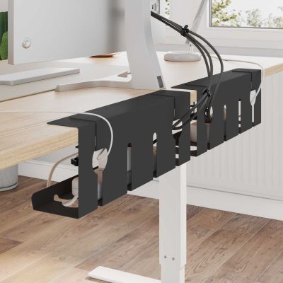 vidaXL Úložný box na káble pod stôl 2 ks Čierna 43 x 10 x 15 cm Oceľ