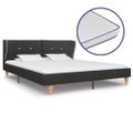 vidaXL Posteľ s matracom z pamäťovej peny tmavosivá 160x200 cm jutová