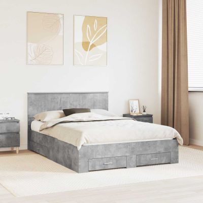 vidaXL Rám postele Betónovo sivá 140 x 190 cm Kompozitné drevo