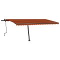 vidaXL Stojaca ručne zaťahovacia markíza 500x350 cm oranžovo-hnedá
