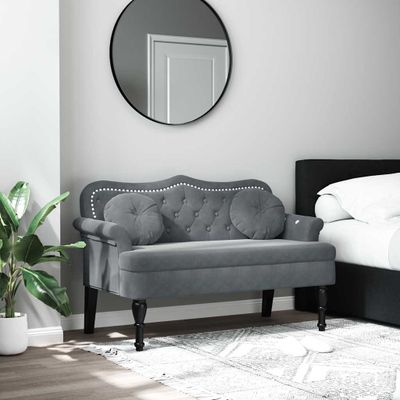 vidaXL Lavica s vankúšmi, tmavosivá, 120,5x65x75 cm, zamat
