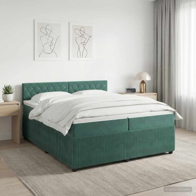 vidaXL Posteľ boxspring s matracom Tmavozelená 200 x 200 cm Zamat
