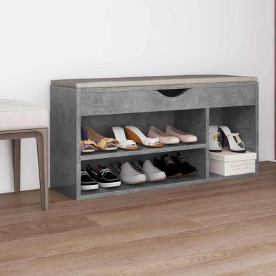 vidaXL Lavica na topánky+podložka, betónovo sivá 104x30x49 cm