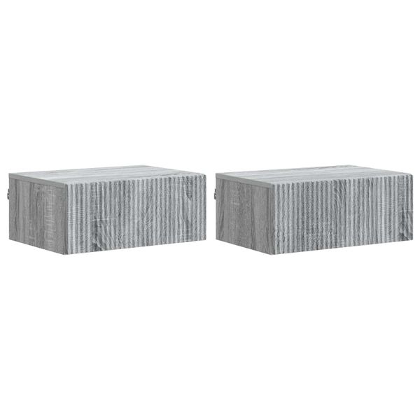 vidaXL Nástenná nočná skrinka 2 pcs Sivá sonoma 49 x 34,5 x 20 cm