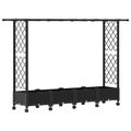 vidaXL Vyvýšený záhon s mriežkou a strechou Čierna 203 x 40 x 127 cm