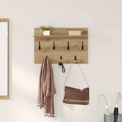 vidaXL Vešiak na stenu Remeselný dub 60 x 40 x 12 cm Kompozitné drevo