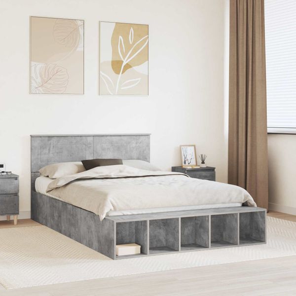 vidaXL Rám postele Betónová šedá 150 x 200 cm Kompozitné drevo