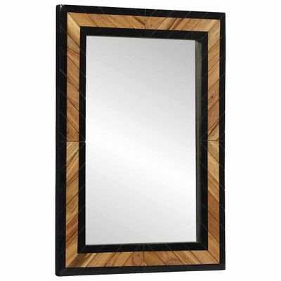 vidaXL Nástenné zrkadlo Obdĺžnikový Čierna a Hnedá 70 x 2 x 70 cm