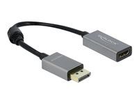 Video adaptér - DisplayPort so zástrčkou (samec) do HDMI so zásuvkou (samica) - 20 cm - sivá, čierna - podporuje 4K, aktívny