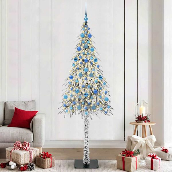 vidaXL Vianočný stromček s 300 LED-i Biela 210 cm PE a oceľ