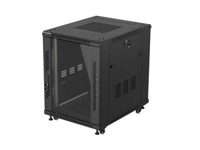 Lanberg inštalačný rack 19'' 15U 600X800 čierne sklenené dvere (ploché balenie)