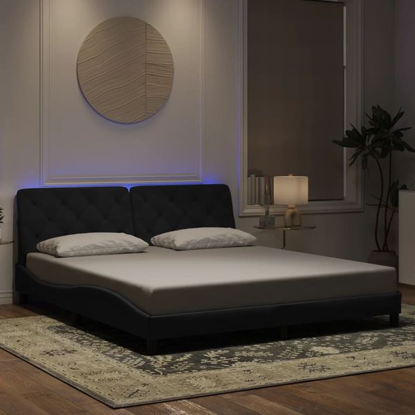 vidaXL Rám postele s LED bez matraca čierny 180x200 cm zamat