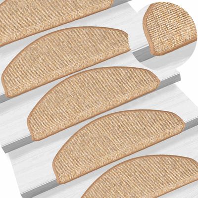 vidaXL Schodové rohože 15 ks 65x21x4 cm svetlohnedé polkruhové veľké