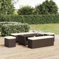 vidaXL Lavička s vankúšom hnedá 110x30x40 cm polyratan