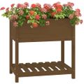 vidaXL Kvetináč s policou medovohnedý 82,5x54x81 cm masívna borovica
