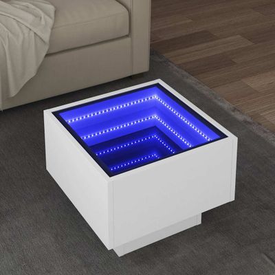 vidaXL Bočný stolík s LED biely 40x40x30 cm kompozitné drevo