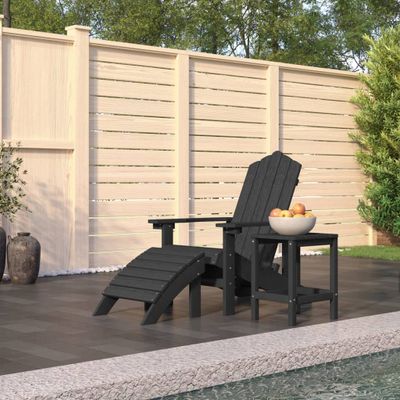 vidaXL Záhradná stolička Adirondack s podnožkou stolíkom HDPE antracit