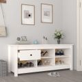 vidaXL Skrinka na topánky biela 110x38x45,5 cm masívna borovica