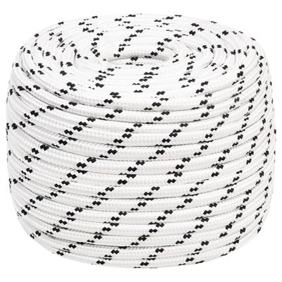 vidaXL Pletené lodné lano biele 12 mm x 100 m polyester