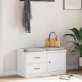 vidaXL Lavica do predsiene SANDNES biela 87x40x50 cm borovicový masív