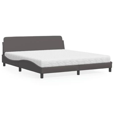 vidaXL Posteľ s matracom Dover sivá 180x200 cm umelá koža