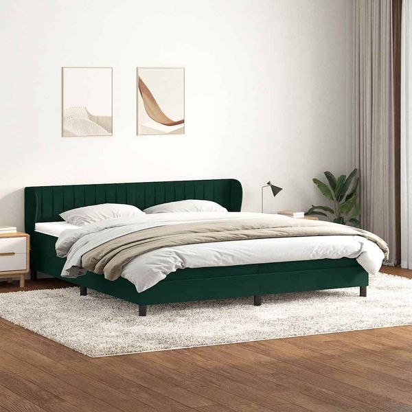 vidaXL Box Spring Posteľ s matracmi Tmavo zelená 180x210 cm Zamat