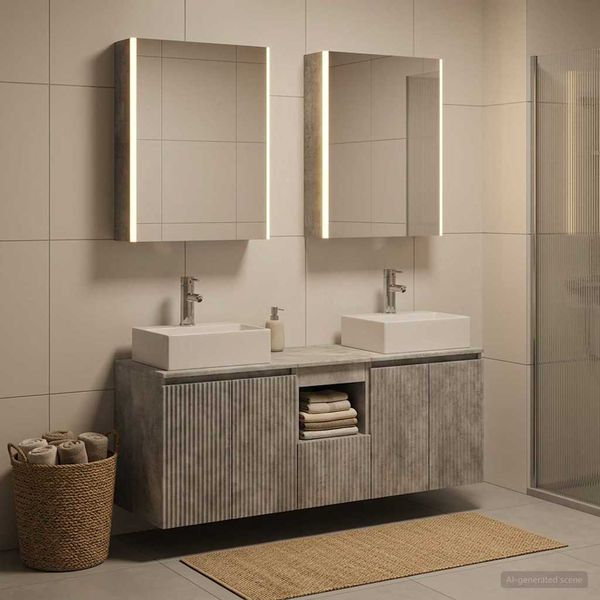 vidaXL Set kabinetov do kúpeľne 5 pcs Betónovo sivá Kompozitné drevo