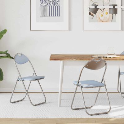 vidaXL Skladacia stolička 2 pcs Biely 48 x 43,5 x 81 cm Umelá koža