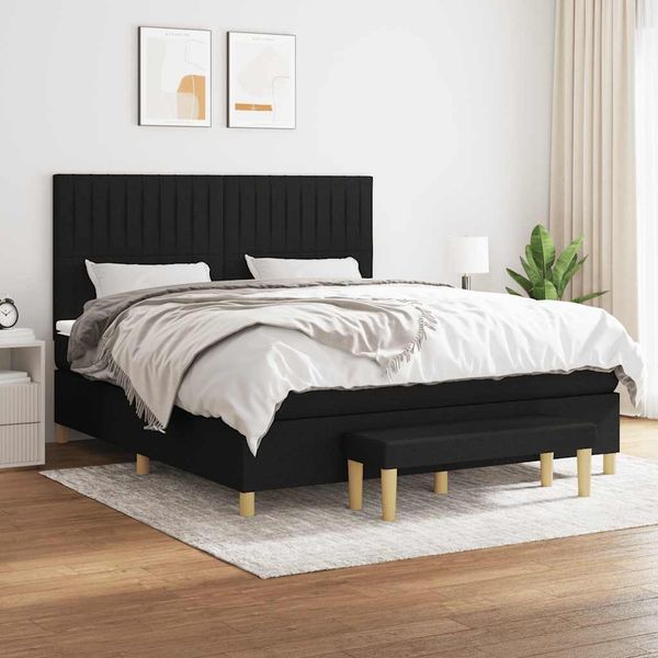 vidaXL Posteľný rám boxspring s matracom čierny 160x200 cm látka