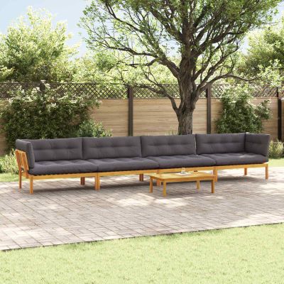 vidaXL 5 Kus Súpravy pohoviek z paliet do záhrady Pevné akáciové drevo
