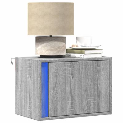 vidaXL Nástenné nočné skrinky s LED osvetlením 2 ks sivé sonoma