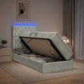 vidaXL LED úložná posteľ s matracom Svetlosivá 100 x 200 cm Zamat
