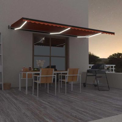 vidaXL Automatická markíza s LED a senzorom vetra 600x300 cm oranžová/hnedá
