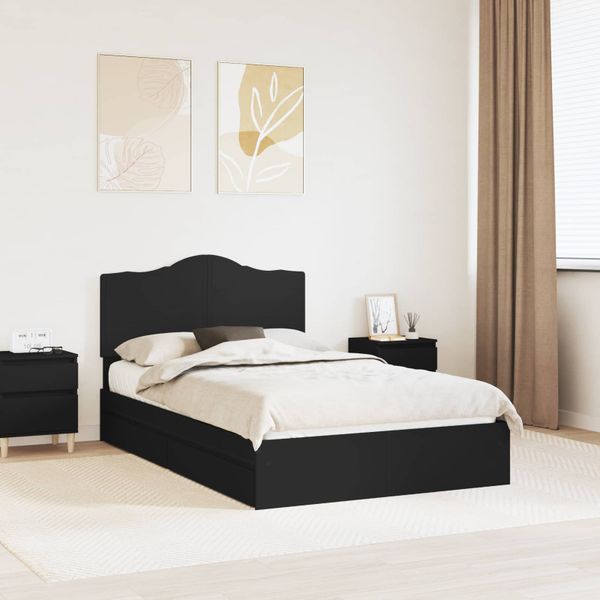 vidaXL Úložná posteľ so zásuvkou Čierna 135 x 190 cm Kompozitné drevo