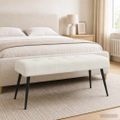 vidaXL Lavica s gombíkovým prešívaním Krémová 110 x 40 x 46 cm Zamat