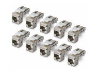 Konektor keystone - tienený, 90°, toolless - CAT 6a - STP - RJ-45 - strieborná - kompatibilný s TAA (balenie 10)