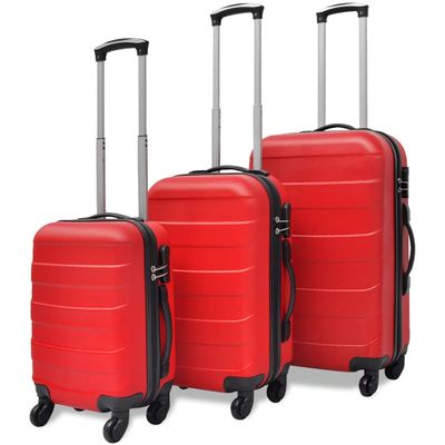 vidaXL Sada 3 škrupinových kufrov s kolieskami, červená 45,5/55/66 cm