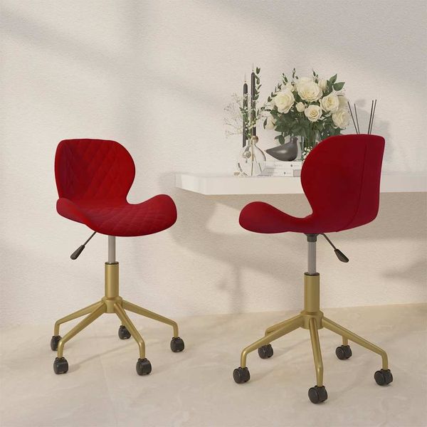 335035 vidaXL Swivel Dining Chairs 2 pcs Wine Red Velvet