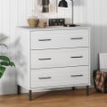 vidaXL Komoda s 3 zásuvkami biela 77x40x79,5 cm masívne drevo OSLO
