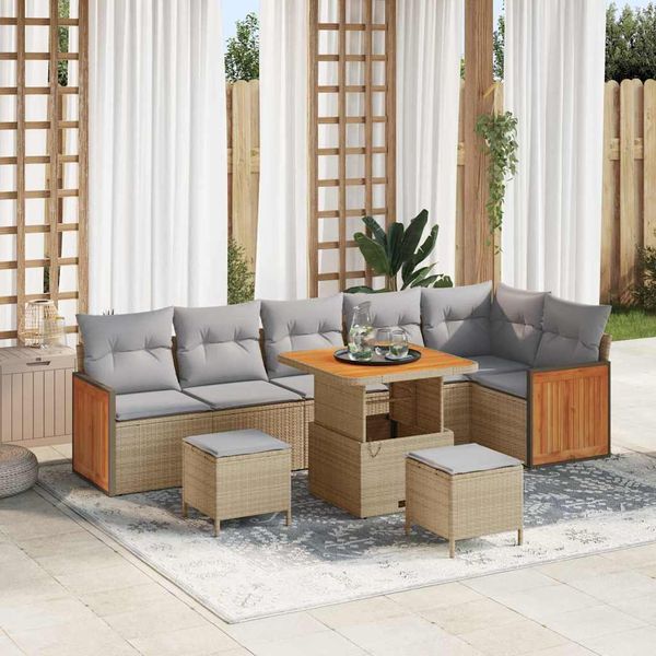 vidaXL Súprava záhradných pohoviek 11 pcs Beige a svetlo šedá