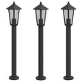 vidaXL Vonkajšie stojace lampy 3 ks čierne 80 cm nehrdzavejúca oceľ