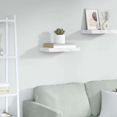 vidaXL Stenná polica Biely mramor 40 x 23,5 x 4 cm Kompozitné drevo