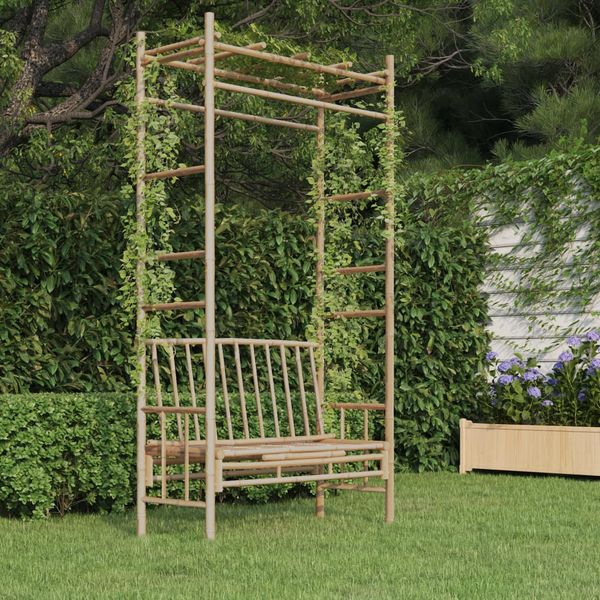 vidaXL Záhradná lavička s pergolou 116 cm bambus