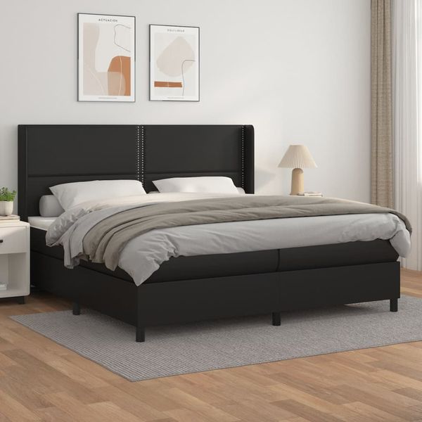 vidaXL Boxspring posteľ s matracom čierna 200x200 cm umelá koža