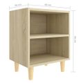 vidaXL Nočný stolík s nohami z masívneho dreva dub sonoma 40x30x50 cm