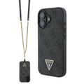 Puzdro Guess pre iPhone 16 6,1" GUHCP16SP4TDSCPK Leather Metal Logo Strass Crossbody čierne