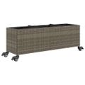 vidaXL Kvetináč s kolieskami 3 nádoby sivý 107x32x38 cm polyratan