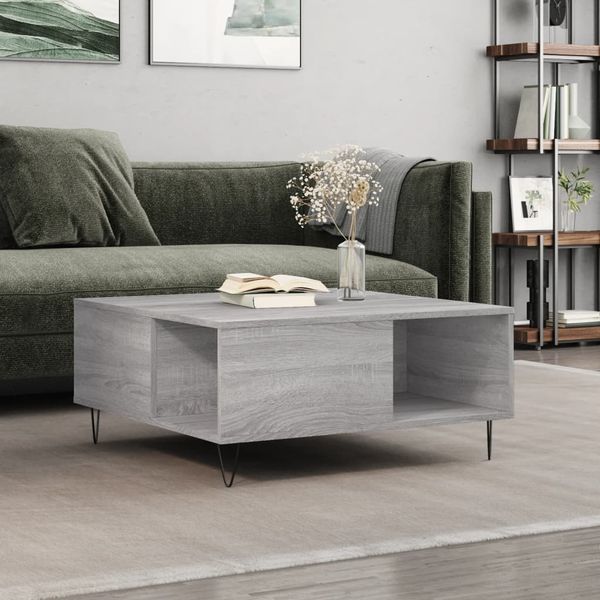 vidaXL Konferenčný stolík sivý dub sonoma 80x80x36,5 spracované drevo